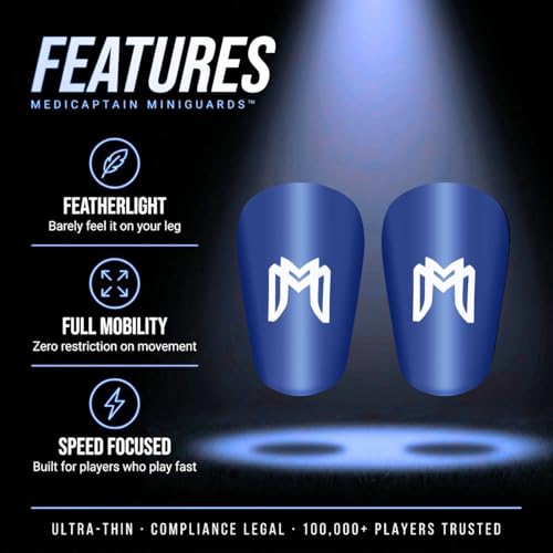 Mini Shin Guards for Soccer - Blue - Tiny Leg Pads for Men, Women, Teens