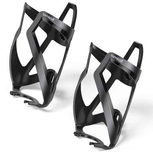 Lamicall 2 Pack Bike Water Bottle Holder - 1.2 Oz Ultralight & Sturdy Bike Cup Holder, Bicycle Drink Cage, Cycling Bike Water Bottle Cage with Screw Tool, for 2.75-3.94" Diameter Bottles