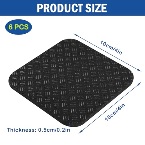 6 Pack 4x4x0.2 Inch Non-Slip Treadmill Mat Pads for Floor Protection
