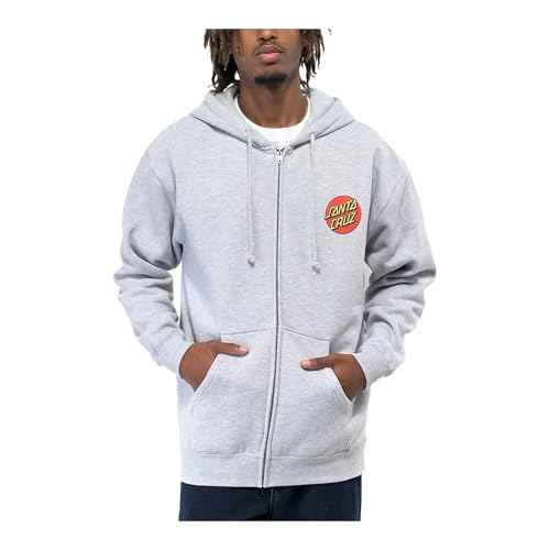 SANTA CRUZ Classic Dot Zip Hooded Heavyweight Sweatshirt Grey Hthr Med Mens