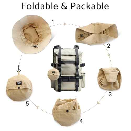 PFFY Quick Dry Waterproof Packable Bucket Hat for Women Men Outdoor Sun Hats with Detachable Chin Strap