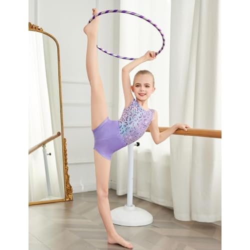 Zaclotre Gymnastics Leotards for Girls Sparkly Sleeveless Dance Unitards Biketards with Gym Shorts