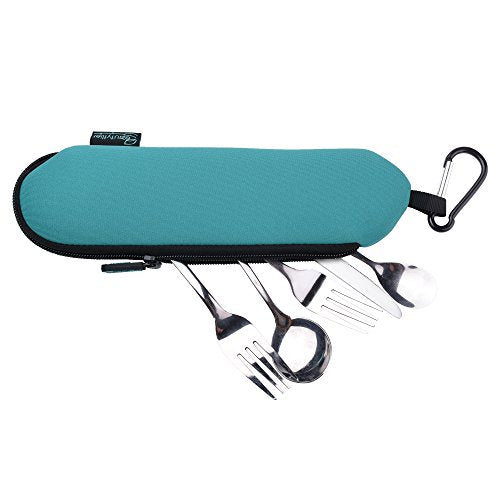 Neoprene Travel Flatware Case 3mm Thick Collapsible Utensil Pouch for Camping & Outdoors