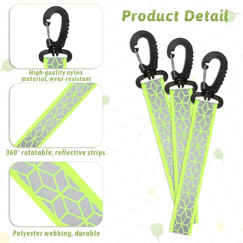6PCS Green Reflective Backpack Straps Safety Night Reflectors for Cycling Running Camping