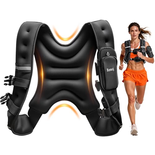 12LB Weighted Vest for Women Men - Reflective Strips & Storage Pocket - Black