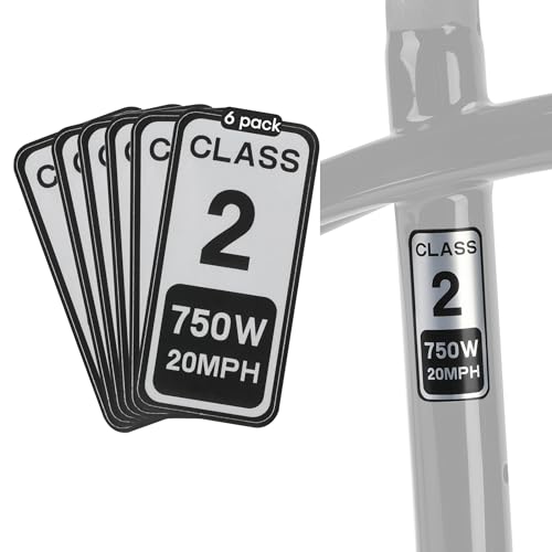 Class 2 Electric Bike Stickers - Waterproof 750W 20MPH Labels for Frame or Battery