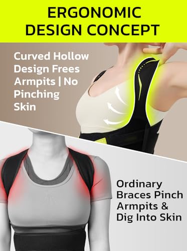 aoFIT Posture Corrector for Women Black L Adjustable Upper Back Brace