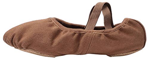 Women and Girls Ballet Shoes - Canvas Split Sole Dance Sneakers - Coffee 8