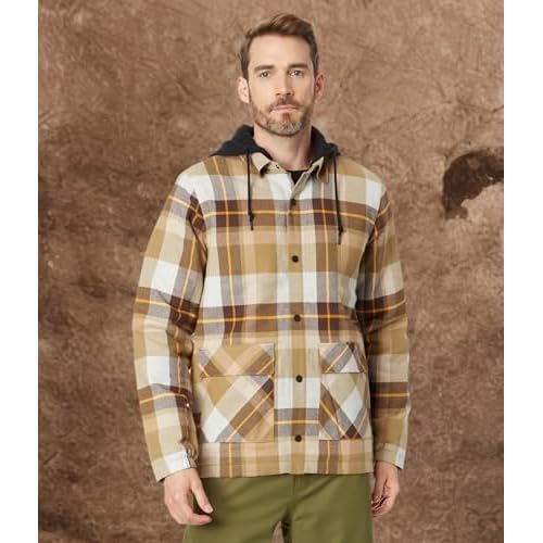 Volcom mens Field Insulated Flannel Hooded Snowboard Shirt Jacket