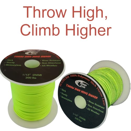 Neon Green Polyester Arborist Throw Line 2mm 150 ft for Tree Climbing & Rigging