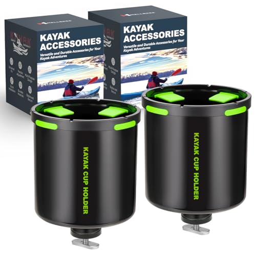 Kayak Cup Holder with Anti-Tip Rubber Pad - Durable ABS Mount 2 Pack