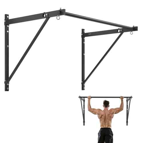 VEVOR Pull Up Bar, 50 in Width Wall Mounted Pull Ups, Adjustable Depth 22" or 30" from Wall, Heavy Duty Steel Upper Body Workout Bars, 440 lbs Weight Capacity Chin Up Training Station, for Home Gym