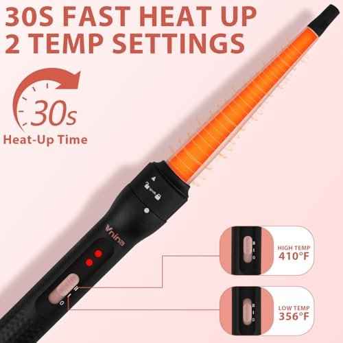 5 in 1 Curling Wand Set, 3 Barrel Curling Iron Set with 1.5" Thermal Brush and 4 Interchangeable Ceramic Curling Wand (0.5-1.25"), Fast Heating Hair Curler, Dual Voltage, Include Comb & Glove & Clips