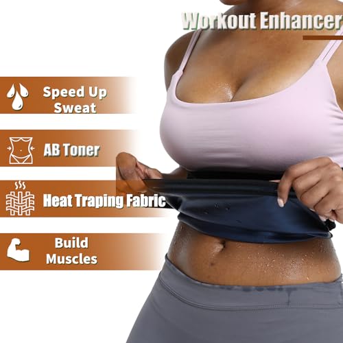 Blue Small-Medium Waist Trainer Trimmer Sweat Belt for Women Lower Belly Fat Sauna Slimming Belt