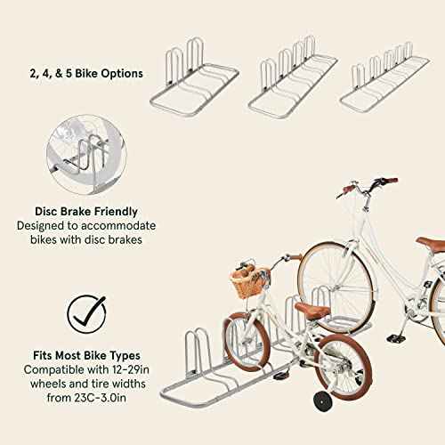 Retrospec Stash Rack 2, 4 & 5 Bike Floor Stand Bicycle Storage Organizer for Mountain Bike, Road Bike, Weather Resistant Fine Powder Steel Coating Fits Wheels up to 3"
