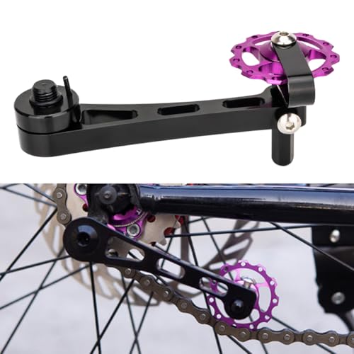 JIANWEI Bike Chain Tensioner, Bike Chain Guide Bike Protector, Aluminum Alloy Bicycle Single Speed Adjuster Converter for MTB Road Racing Bike(Black)