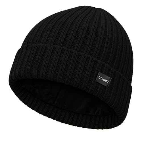 Merino Wool Cuff Beanie Winter Warm Thermal Hats for Mens & Womens Fleece Lined Beanie Knit Chunky Womens Snow Cap