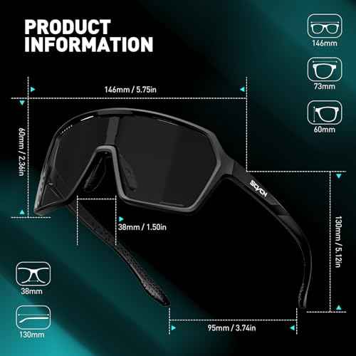 SCVCN Photochromic Cycling Glasses Sport Sunglasses Clear MTB Men Women BMX Running Driving