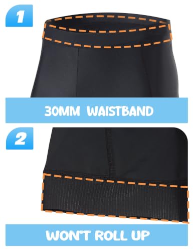 Kids Padded Cycling Shorts with Pockets - Youth Bike Shorts, Medium Black
