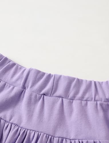Girls Ruffle Tennis Skirt with Built-in Shorts - Pink/Purple, 7-8 Years