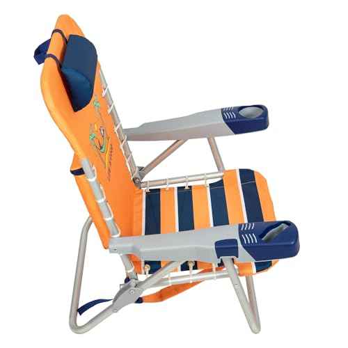 Life is Good 4-Position Lace-up Backpack Beach Chair with Pillow, Cup and Phone Holder, Canyon Orange