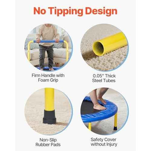 VEVOR 3FT Trampoline 36" Indoor/Outdoor for Toddlers, Foldable Mini Baby With Foam Handle, Recreational Birthday Gift