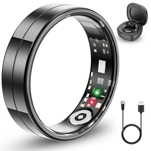 2025 Gesture Control Smart Ring for Men & Women, Free Subscription New Ultra-Thin Fitness Tracker, 24/7 Tracking of Activity Health, Sleep, Body Temperature, Android and iOS (Black Size 10)