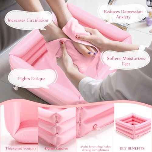 12 Pcs Foot Spa Kit for Girls Kids 12. 5 x 12. 5 x 8. 3 Inch Foot Care Bath and 12 x 28 Inch Hand Towels Washbasin Salon Towels for Spa Sleepover Party Supplies(Light Pink)