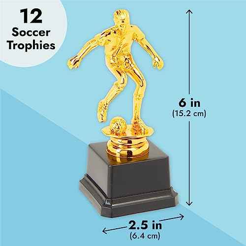 Juvale Soccer Trophy for Kids - 12-Pack, 2.5 x 6 in, Gold & Black, Plastic - for Team Award Ceremonies, Championship Games and Sports Competitions