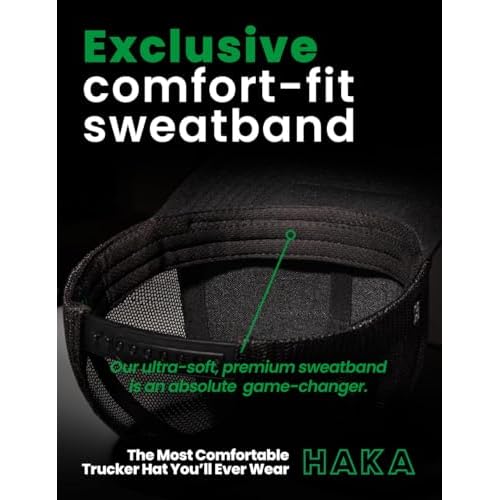 HAKA State City Trucker Hat for Men & Women, Adjustable Baseball Hat, Mesh Snapback, Sturdy Outdoor Black Golf Hat