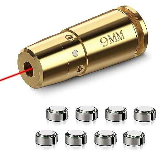 EZshoot Bore Sight Laser 9mm/ 223 5.56mm/ 30-06/25-06/270 /300BLK 7.62x35mm/ 6.5CM/ 12 Gauge Cal Red Laser Boresighter with Extra Batteries