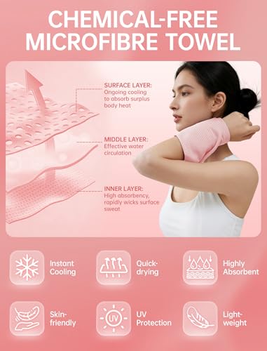 Cooling Towels for Hot Weather 4 Pack UPF50 Microfiber - Macaron Pink, Lavender, Mint, Blue