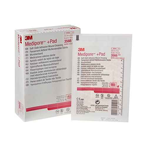 3M Medipore +Pad Soft Cloth Adhesive Wound Dressing, Sterile, White, 3 1/2 in x 4 in, 25 Count, 4 Packs, 100 Total