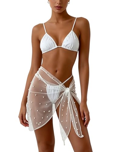 Women's Sarong Swimsuit Cover Up - Bachelorette Bride Outfit One Size White