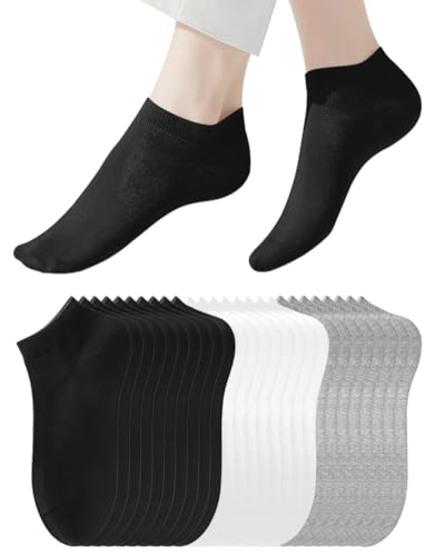 14 Pairs Women's Ankle Socks Pack - Thin Low Cut Athletic Socks for Men & Women, Black White Grey