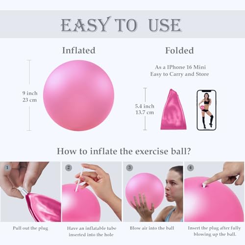 Mini Yoga Ball 9 Inch Soft Exercise Ball for Pilates & Fitness