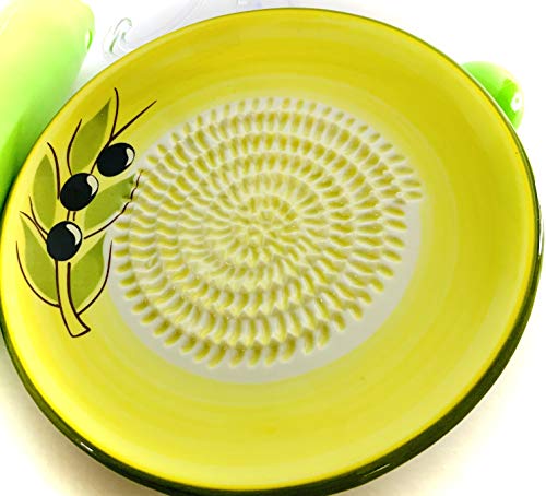 Ceramic Garlic Grater Plate Set - Food Zester with Peeler & Brush, 4 Pieces
