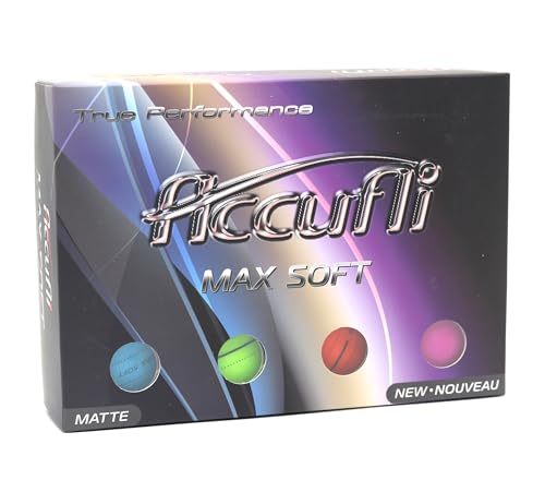 ACCUFLI Max Soft Matte Golf Balls 12-Pack - High Performance, Accurate, Fluorescent Finish
