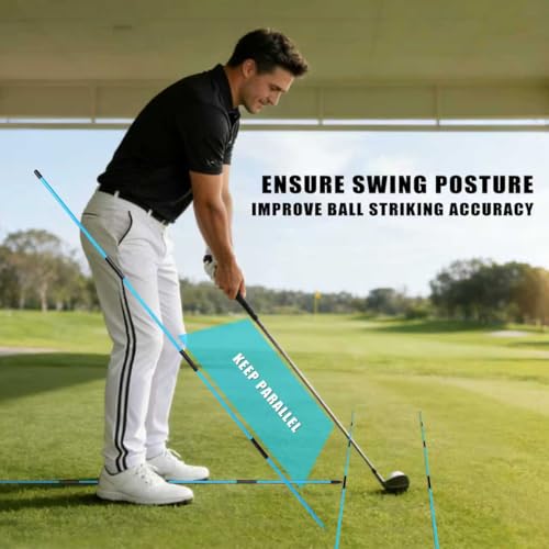 Foldable Golf Alignment Sticks 40 Inch - 4 Pack for Swing & Posture Training Blue