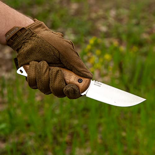 HK4 Fixed-Blade Stainless Steel Camping Knife with Leather Sheath - Bushcraft & Survival