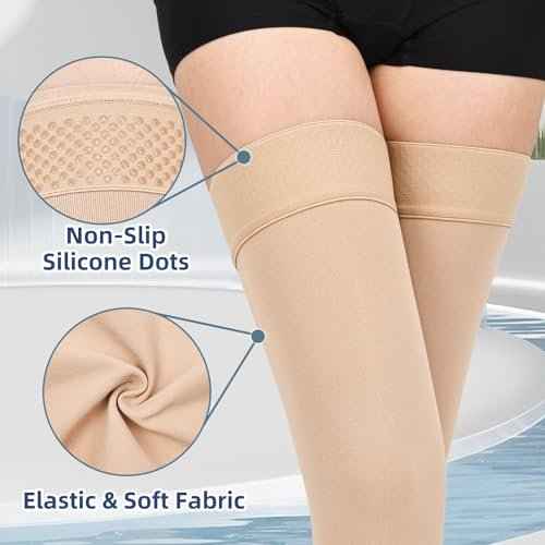 20-30 mmHg Compression Stockings for Women & Men,Thigh High Medical Compression Socks,Support Graduated Compression Hose Sock for Treatment Varicose Veins Swelling-Closed Toe/Open Toe/Footless