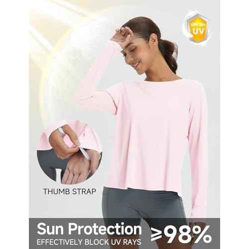 baleaf Women's Long Sleeve Workout Tops Athletic Shirts Split Back Running Gym Quick Dry Sun Protection UPF 50+