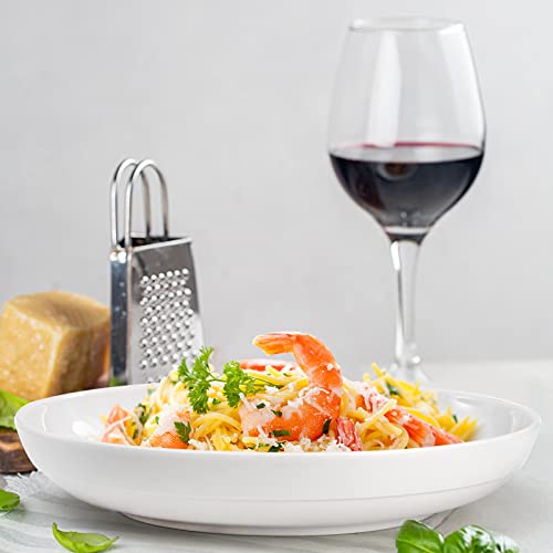 Fasmov Melamine Pasta Bowls 9 Inch, 30 Oz - Pack of 6, Dishwasher Safe White