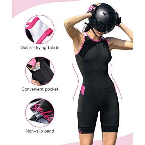 Women's Triathlon Suit One-Piece Sleeveless Tri Suit Padded Quick-Dry Slimming for Running Swimming Cycling