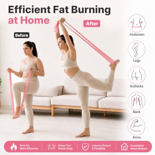 Pink Pilates Equipment Set for Home Workouts - 21 PCS Pilates Kit with Ring & Ball