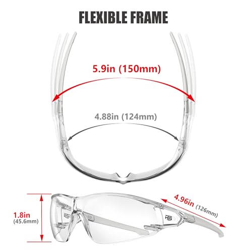 Anti-Fog Clear Safety Glasses for Sports Lab & Youth Activities - Gray Case