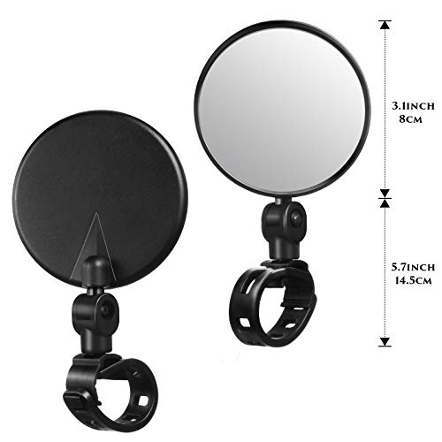 2 Pcs Bicycle Rearview Mirrors Adjustable 360° Rotatable Handlebar Wide Angle Convex Safety