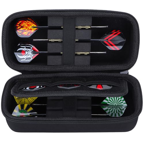 All Black Dart Case for 6 Darts with Accessories - Hard Protective Storage
