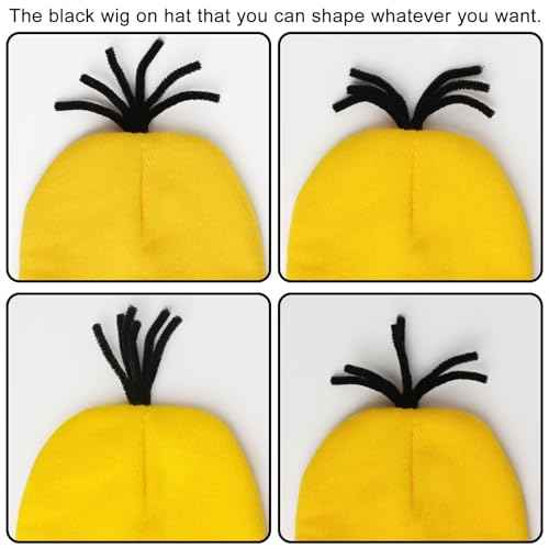 3 Pcs Halloween Costume Accessories Adult,Goggles Glasses/Yellow Beanie/Gloves for Men Women Cosplay Party Set
