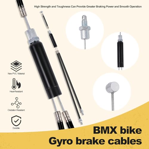 BMX Bike Gyro Brake Cable Set with Spinner Rotor for 20-Inch Bikes